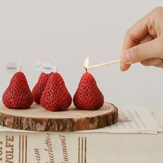 1PC/4PCS Strawberry Decorative Aromatic Candles Soy Wax Scented Candle  Birthday Wedding CandleCake Topper Party Home Decoration