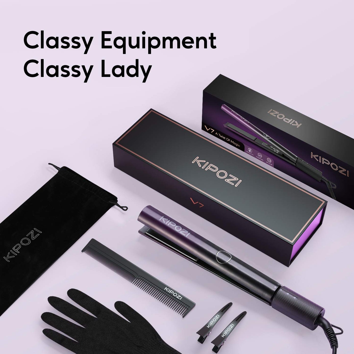 KIPOZI Hair Straightener 2 in 1 Flat Iron Curling Iron Nano Titanium Instant Heating Flat Iron with Digital LCD Display