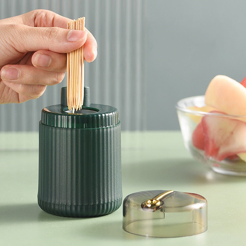 Simple Toothpick Box Toothpick Dispenser Creative Push Automatic Eject Toothpick Jar Holder Household Convenient Gift Gadget