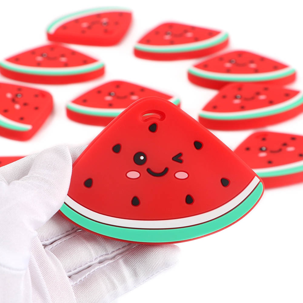 Kovict 1pc Silicone Teether Baby Cartoon Durian Watermelon Avocado Fruit Sushi Pendants DIY Baby Chewing Teether Pacifier Chain