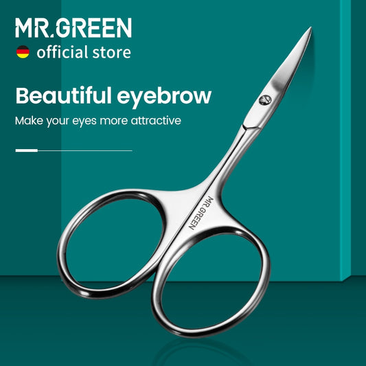 MR.GREEN Eyebrow Scissors Curved Blade Cuticle Scissors Professional Stainless Steel Manicure Trimmer Hair Remover Tool